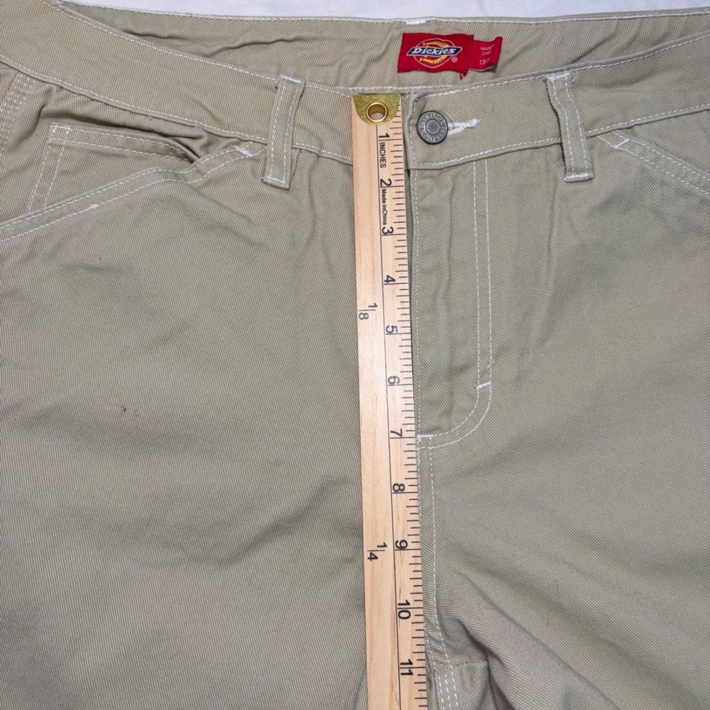 Dickies Girl Carpenter Pants Khaki Tan Cotton Twill Straight Leg CP20 Size 13/31 - Picture 10 of 11
